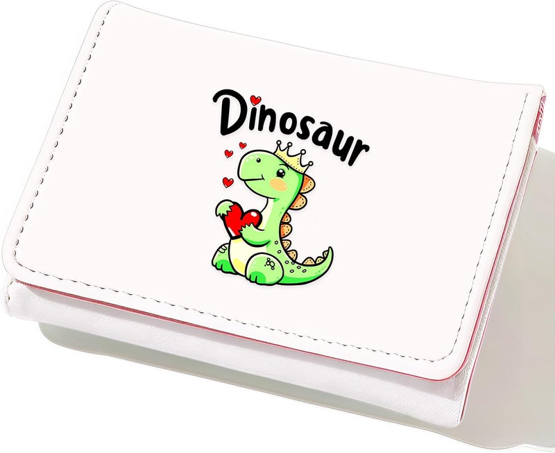 BJDAMAI Dinosaur Wallet For Teens Kids Girls Age 6,7,8,9,10,11,12, Small Slim Thin Mini Compact Women Wallet, Animal Lovers Gifts Stuff, Cash Card Coin Pocket Window For Female! - Image 1